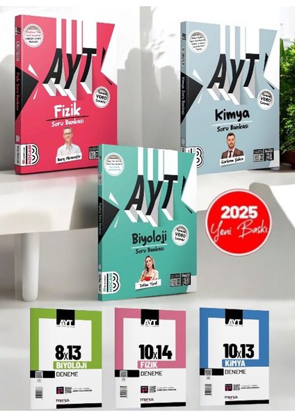 2025 Ayt Fizik Kimya Biyololoji Soru Bankası Fen Bilimleri Sayısal Set+ 3 Deneme Set