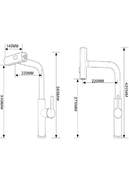 Rena Design Çok Modlu Siyah Mutfak Evye Bataryası Spiralli Çek Bırak Başlık Yağmurlama