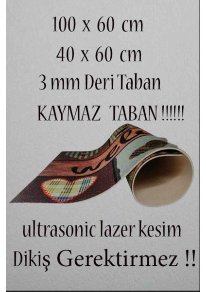 2'li Banyo Paspasi ,dijital Baskılı 60*100,40*60 Kaymaz Taban