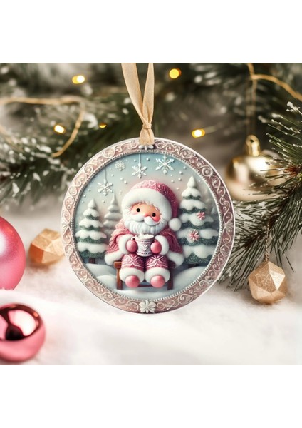 Yılbaşı Çam Ağacı Süsü - 3D Tasarımlı Uv Baskılı - Noel Baba