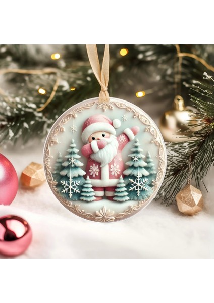Yılbaşı Çam Ağacı Süsü - 3D Tasarımlı Uv Baskılı - Noel Baba