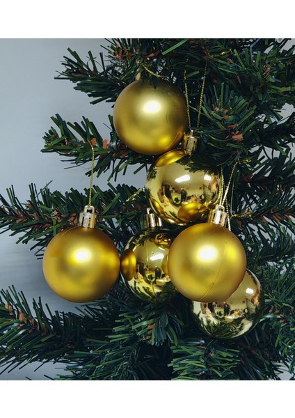 Gold Renk 6 cm Yılbaşı Ağaç Süsleme Topları 6'lı Paket