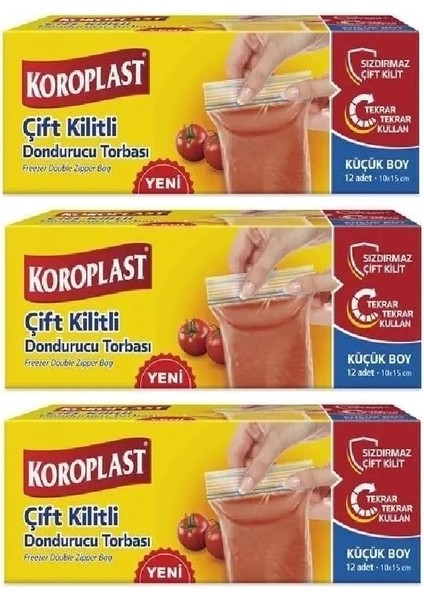 Çift Kilitli Dondurucu Torbası Küçük Boy 10 x 15 cm 12'li x 3 Adet