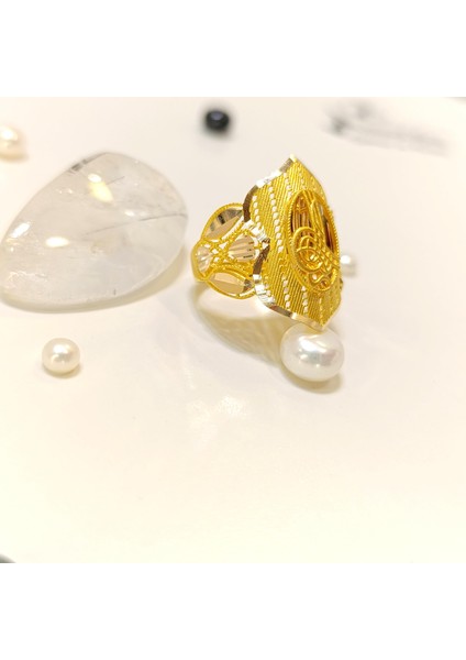 Tuğralı Taşsız Yüzük 14 Ayar Altın