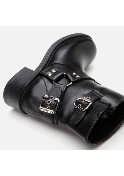 Siyah Kadın Tokalı Düz Bot indirimleri