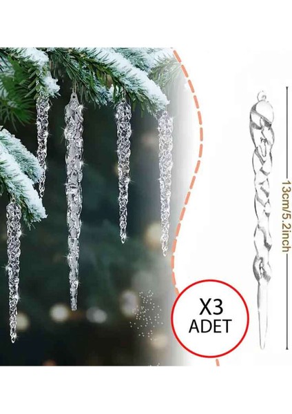 Yılbaşı Ağacı Kristal Süsleme Seti (3 Adet)