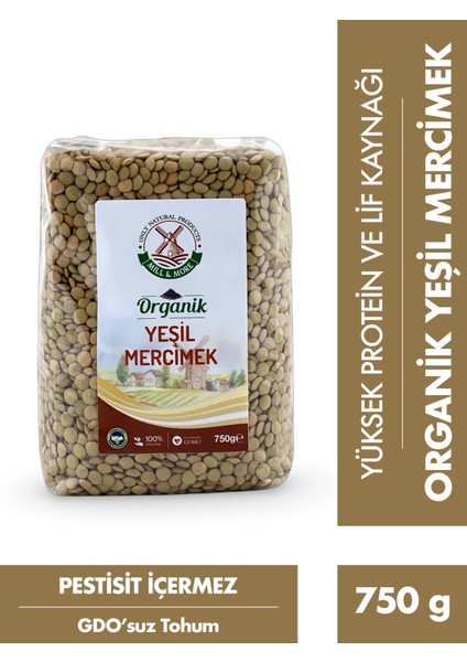 Organik Yeşil Mercimek 750 gr