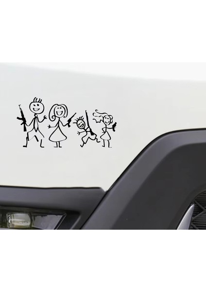Çılgın Aile Sticker Yapıştırma 20 cm Siyah Renk Etiket