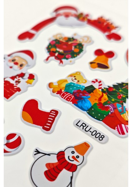 Yılbaşı Sticker Yıl Başı Etiket Kar Küresi Sticker Etiket Çıkartma Kabartmalı Yılbaşı Stickerları