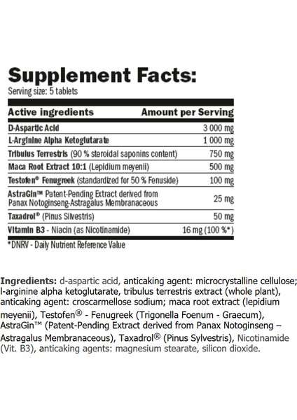 Amixpro TESTOF-200 Daa Aspartic Acid + Tribulus + Maca + Akg Arginine / 250 Tabs