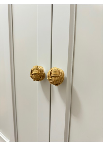 1 Adet Rattan Dolap Çekmece Kulbu El Yapımı