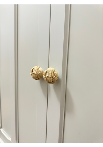 1 Adet Rattan Dolap Çekmece Kulbu El Yapımı