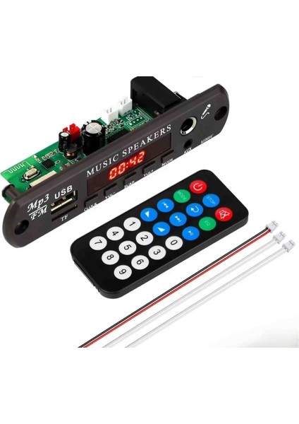 60W Amplifikatör Bluetooth 5.3 Mp3 Wm. Dekoder Kurulu Ekran Mikrofon 12V Araba Fm Radyo USB