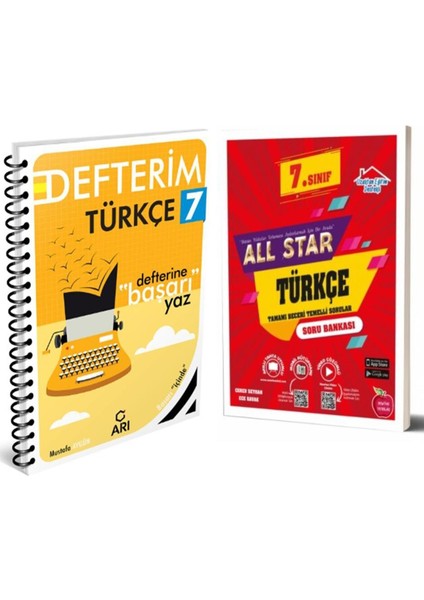 7.Sınıf Türkçe Defteri ve Newton All Star Soru Bankası Seti 2 Kitap