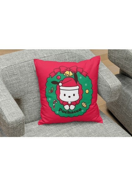 Yeniyıl Noel Temalı Pochacco Desenli Yastık Kılıfı
