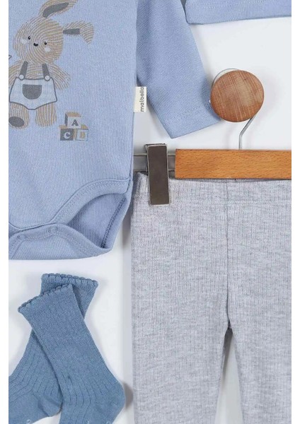 Tavşan Desenli Erkek Bebek Hastane Çıkışı Bebek Kıyafetleri Yenidoğan Hastane Çıkış Seti 4 Müslin modelleri