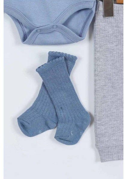 Tavşan Desenli Erkek Bebek Hastane Çıkışı Bebek Kıyafetleri Yenidoğan Hastane Çıkış Seti 4 Müslin indirimleri