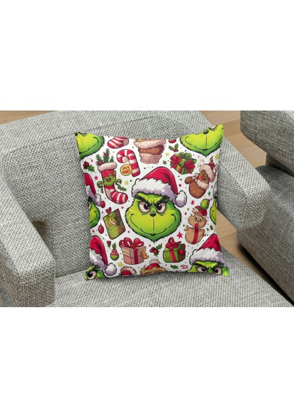 Yeniyıl Noel Temalı Grinch Desenli Yastık Kılıfı