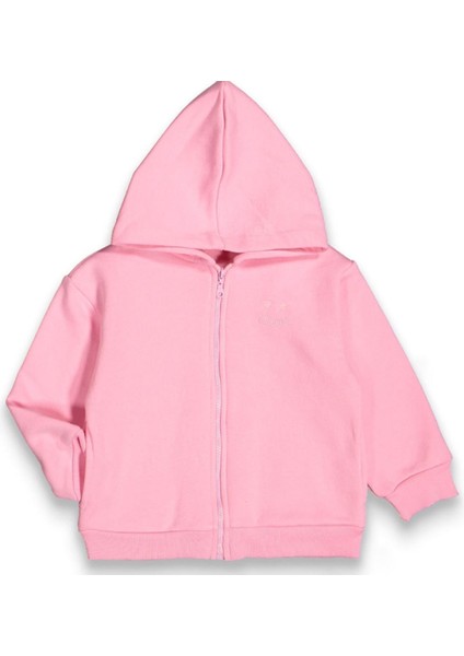 Kız Cocuk Pembe Colorful Kapüşonlu Hırka - 1014691