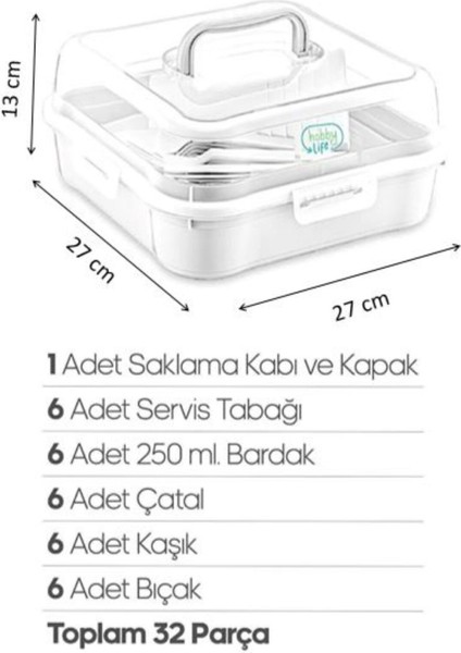 32 Parça 6 Kişilik Çantalı Magic Piknik Seti Uyumlu