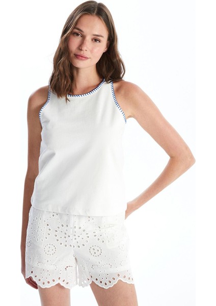 Lcw Vision Ekru Bisiklet Yaka Nakışlı Kadın Atlet fiyatları