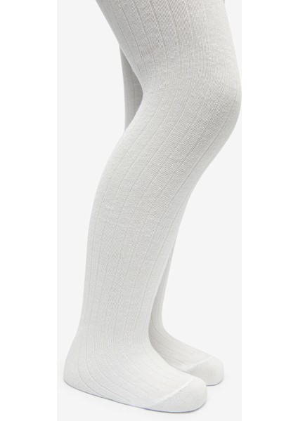 Pretty Rib 2li Beyaz-Lacivert Külotlu Çorap