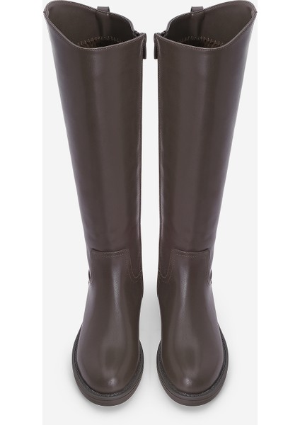 Kadın Yandan Fermuarlı Günlük Çizme Sirante Kahve