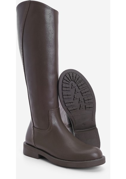 Kadın Yandan Fermuarlı Günlük Çizme Sirante Kahve