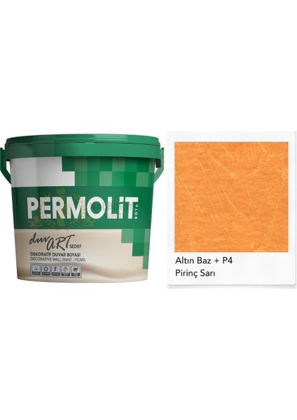 Duvart Sedefli Dekoratif Duvar Boyası - Ap4 Pirinç Sarı - 2.5 Lt.