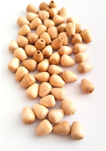 20 gr (55 Adet) Ahşap Boncuk 12 mm Boy x 10 mm En Doğal Ahşap Makrome El Işi Çanta