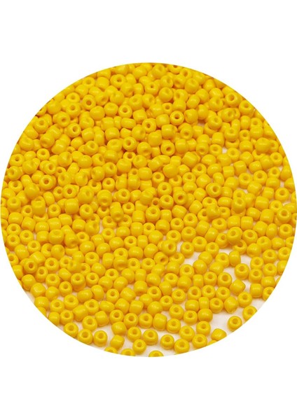 Sarı Renk 4 mm Yaklaşık 660 Adet / 60 Gram Cam Boncuk Oya Yazma Bileklik ve Kolye