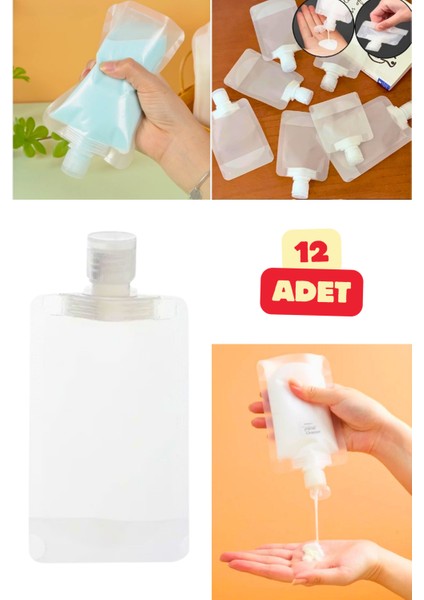 12 Adet 100 ml Krem Şampuan Tekrar Kullanılır Doldurulabilir Torba Sprey Losyon Duş Jeli Kutusu