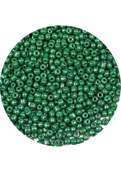 Koyu Yeşil Renk 4 mm Yaklaşık 1100 Adet / 100 Gram Cam Boncuk Oya Yazma Bileklik ve Kolye