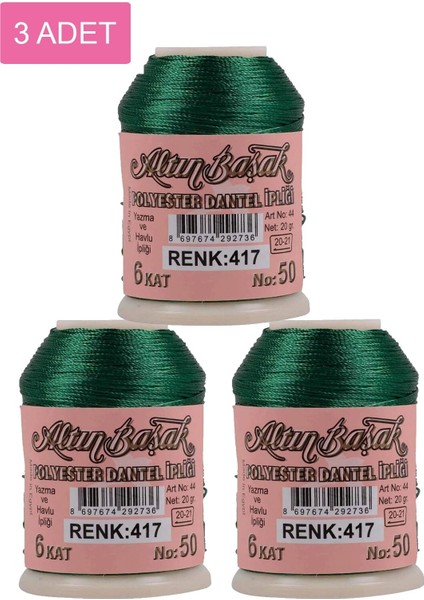 3 Adet Oya ve Dantel Ipi 20 gr - Royaleks - No: 417