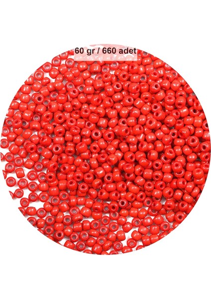 Koyu Turuncu Renk 4 mm Yaklaşık 660 Adet / 60 Gram Cam Boncuk Oya Yazma Bileklik ve Kolye