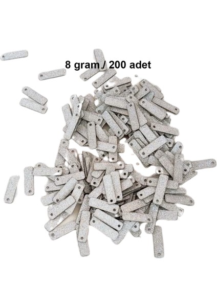 Mat Beyaz 15 x 5 mm Dantel Oya Yazma Halhal Abiye Lazer Kesim Pul 200 Adet / 8 Gram