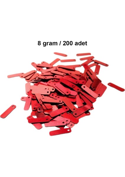 Kırmızı 15 x 5 mm Dantel Oya Yazma Halhal Abiye Pulu Lazer Kesim Pul 200 Adet / 8 Gram