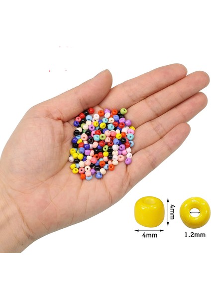 Mor Renk 4 mm Yaklaşık 660 Adet / 60 Gram Cam Boncuk Oya Yazma Bileklik ve Kolye