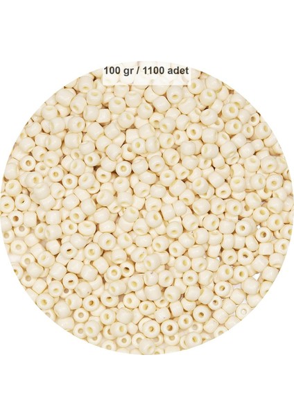 Beyaz Renk 4 mm Yaklaşık 1100 Adet / 100 Gram Cam Boncuk Oya Yazma Bileklik ve Kolye