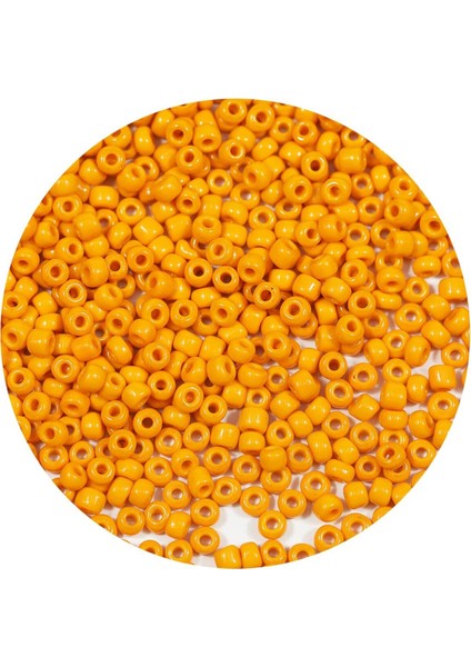 Turuncu Renk 4 mm Yaklaşık 1100 Adet / 100 Gram Cam Boncuk Oya Yazma Bileklik ve Kolye