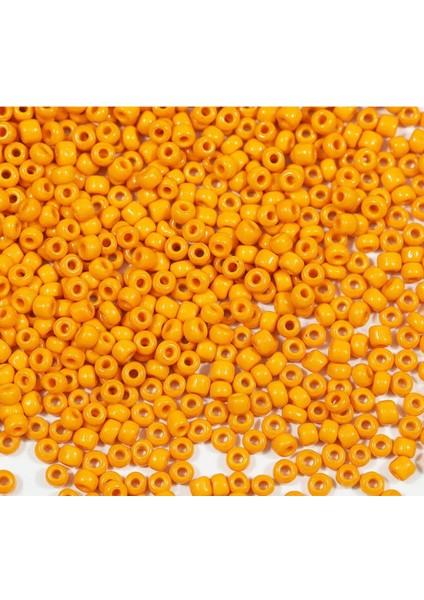 Turuncu Renk 4 mm Yaklaşık 1100 Adet / 100 Gram Cam Boncuk Oya Yazma Bileklik ve Kolye
