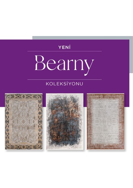 Bearny TD01B Turuncu Krem Viskon Akrilik Yumuşak Dokulu Modern Halı