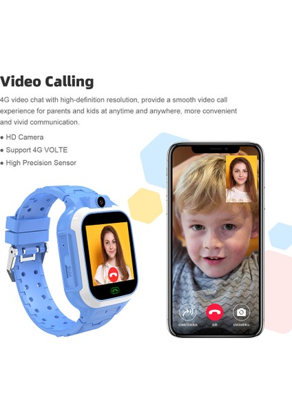 DH15 1.4-Inç Ekran Sesli Arama Çocuklar Akıllı Bileklik Sos 4g Telefon Saati Çocuklar Için - Mavi (Yurt Dışından)