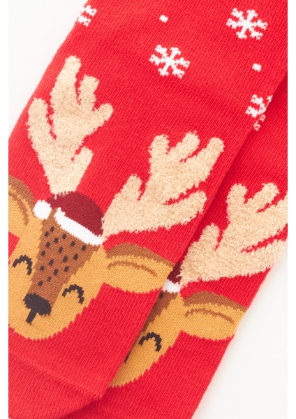 Bebek Geyik Baskılı Yılbaşı Soket Çorap Kırmızı fiyatları