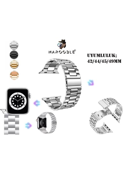 Apple Için Paslanmaz Çelik Watch Serisi 9/8/7/se/6/5/ultra/ultra2 Tüm Modellere Uyumlu 42-44-45-49MM