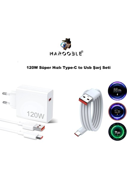 120W Şarj Aleti ve Şarj Kablosu Hızlı Şarj Cihaz Seti Beyaz Renkli 120W Şarj