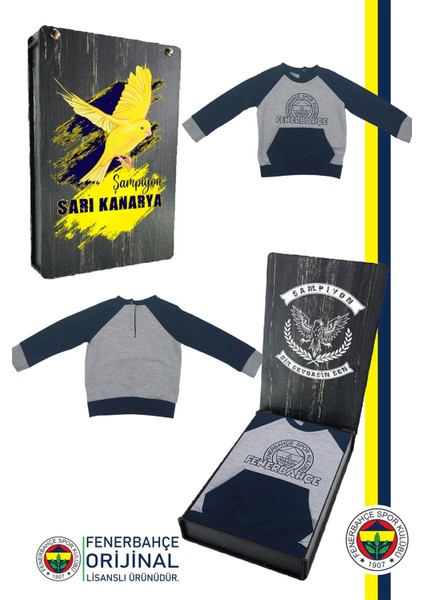 Fb Logo Sarı-Lacivert Bebek Sweat Hediyelik Ahşap Kutulu
