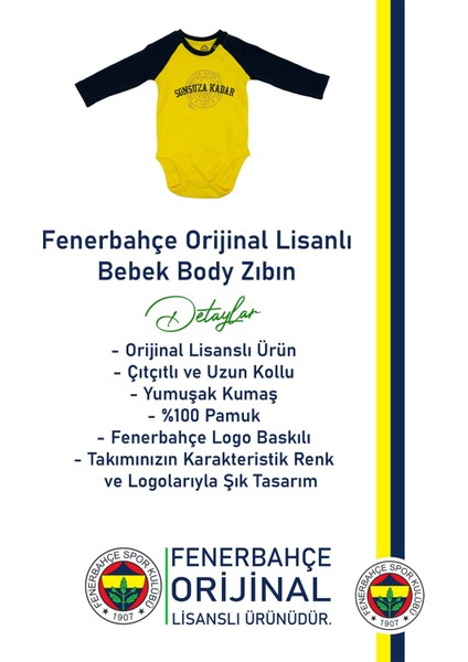 Orijinal Lisanslı Yaşa Fenerbahçe Bebek Body Zıbın