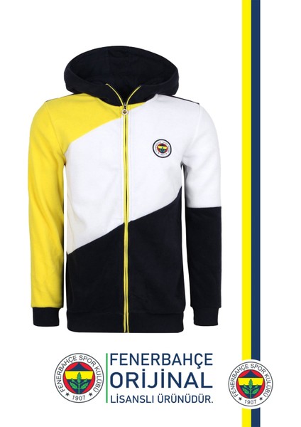 Lisanslı Polar Sarı Lacivert Kapüşonlu Sweat