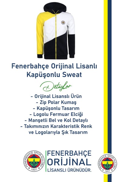 Lisanslı Polar Sarı Lacivert Kapüşonlu Sweat fiyatları
